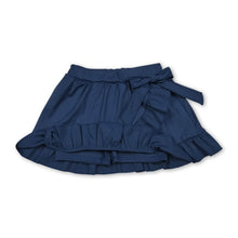 Load image into Gallery viewer, Navy bow ruffle kids girls summer active yoga skirt