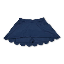 Load image into Gallery viewer, Navy pockets scallop kids girls summer activwear skirt