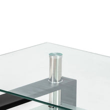 Load image into Gallery viewer, Modern 2 Tier Glass Coffee Table with Black Metal Legs