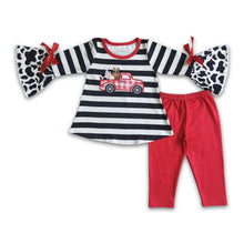 Load image into Gallery viewer, Cow tractor embroidery tunic match leggings girls farm set