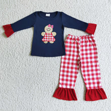 Load image into Gallery viewer, Gingerbread embroidery girls Christmas pajamas