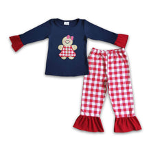 Load image into Gallery viewer, Gingerbread embroidery girls Christmas pajamas