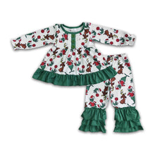 Load image into Gallery viewer, Long sleeves tunic ruffle pants girls Christmas outfits
