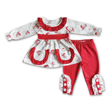 Load image into Gallery viewer, Santa pockets tunic ruffles pants girls Christmas clothes