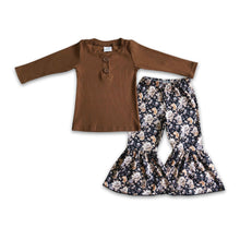 Load image into Gallery viewer, Ribbed cotton shirt floral pants girls fall winter clothes