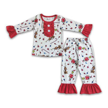 Load image into Gallery viewer, Green face print long sleeve baby girls Christmas pajamas