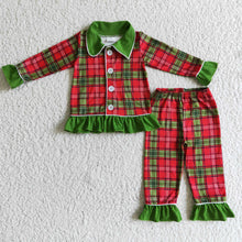 Load image into Gallery viewer, Red and green plaid sleepwear girls Christmas pajamas