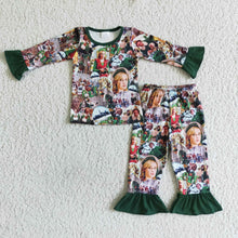 Load image into Gallery viewer, Green man naughty and nice shelf girls Christmas pajamas
