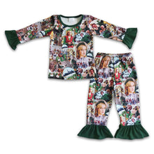 Load image into Gallery viewer, Green man naughty and nice shelf girls Christmas pajamas
