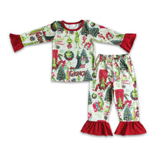 Load image into Gallery viewer, Green face long sleeve baby girls Christmas pajamas
