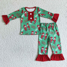 Load image into Gallery viewer, Jingle santa claus baby girls Christmas pajamas