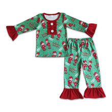 Load image into Gallery viewer, Jingle santa claus baby girls Christmas pajamas