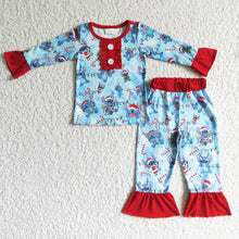Load image into Gallery viewer, Koala print candy cane girls Christmas pajamas