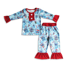 Load image into Gallery viewer, Koala print candy cane girls Christmas pajamas