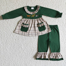 Load image into Gallery viewer, Dog deer duck embroidery girls sibling fall outfits