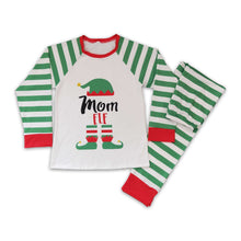 Load image into Gallery viewer, Green hat stripe mom adult Christmas pajamas set