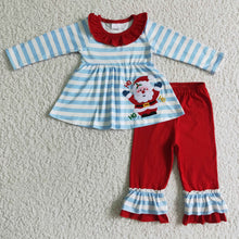 Load image into Gallery viewer, Ho ho ho santa embroidery kids girls Christmas outfits