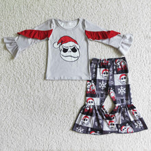 Load image into Gallery viewer, Skull Christmas hat shirt patchwork pants girls Christmas clothes