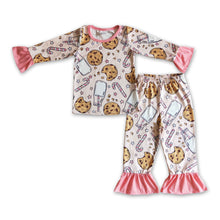 Load image into Gallery viewer, Biscuit milk candy cane girls Christmas pajamas