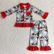 Load image into Gallery viewer, Merry Christmas y'all santa boots kids girls western pajamas