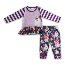 Load image into Gallery viewer, Unicorn shirt floral leggings girls fall clothes