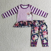 Load image into Gallery viewer, Unicorn shirt floral leggings girls fall clothes