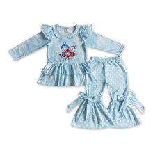 Load image into Gallery viewer, Snowman snowflake ruffle top bell bottom pants girls winter clothes