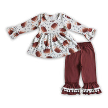 Load image into Gallery viewer, Football tunic pom ruffle pants girls clothing set