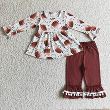 Load image into Gallery viewer, Football tunic pom ruffle pants girls clothing set