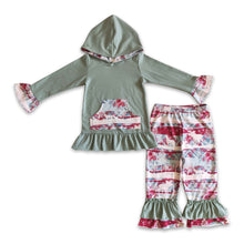 Load image into Gallery viewer, Reindeer plaid ruffle hoodie pants baby girls Christmas outfits