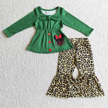 Load image into Gallery viewer, Mouse Christmas tree tunic leopard girls clothing set