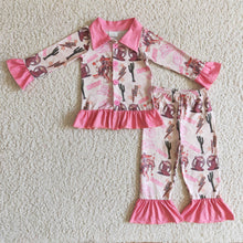 Load image into Gallery viewer, Pink howdy cactus boots hat girls western pajamas