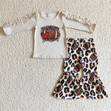 Load image into Gallery viewer, Touchdown season leopard football baby girls clothing set