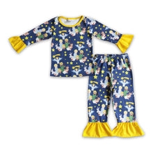 Load image into Gallery viewer, Nativity yellow ruffle baby girls Christmas pajamas