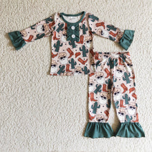 Load image into Gallery viewer, Santa cactus boots girls Christmas pajamas