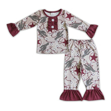 Load image into Gallery viewer, Cactus Christmas lights stars kids girls western Christmas pajamas