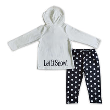 Load image into Gallery viewer, Let it snow white hoodie black pants girls winter clothes