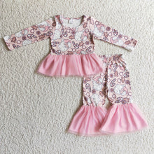 Load image into Gallery viewer, Pink santa candy cane tulle girls Christmas clothing set