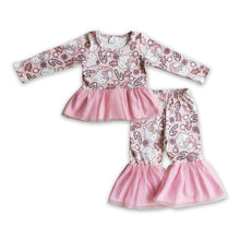 Load image into Gallery viewer, Pink santa candy cane tulle girls Christmas clothing set