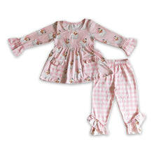 Load image into Gallery viewer, Pink santa tunic plaid pants girls Christmas clothes