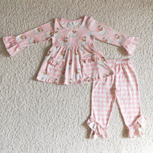 Load image into Gallery viewer, Pink santa tunic plaid pants girls Christmas clothes