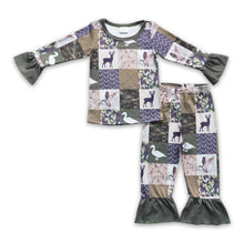 Load image into Gallery viewer, Duck deer camo patchwork kids girls hunting pajamas