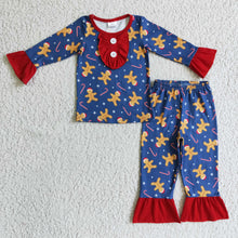 Load image into Gallery viewer, Gingerbread candy cane kids girls Christmas pajamas