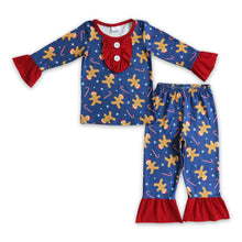 Load image into Gallery viewer, Gingerbread candy cane kids girls Christmas pajamas