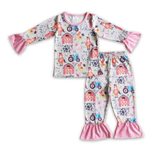 Load image into Gallery viewer, Cow horse pig chicken kids girl farm pajamas