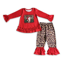 Load image into Gallery viewer, Cow hat red shirt leopard pants girls Christmas clothing