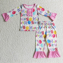 Load image into Gallery viewer, Happy birthday balloon apparel kids girls pajamas