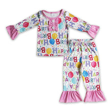 Load image into Gallery viewer, Happy birthday balloon apparel kids girls pajamas