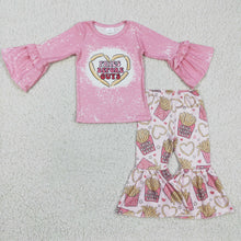 Load image into Gallery viewer, Fries heart shirt bell bottom pants girls Valentine's clothing
