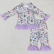 Load image into Gallery viewer, Mouse turtle rainbow lavender girls pajamas